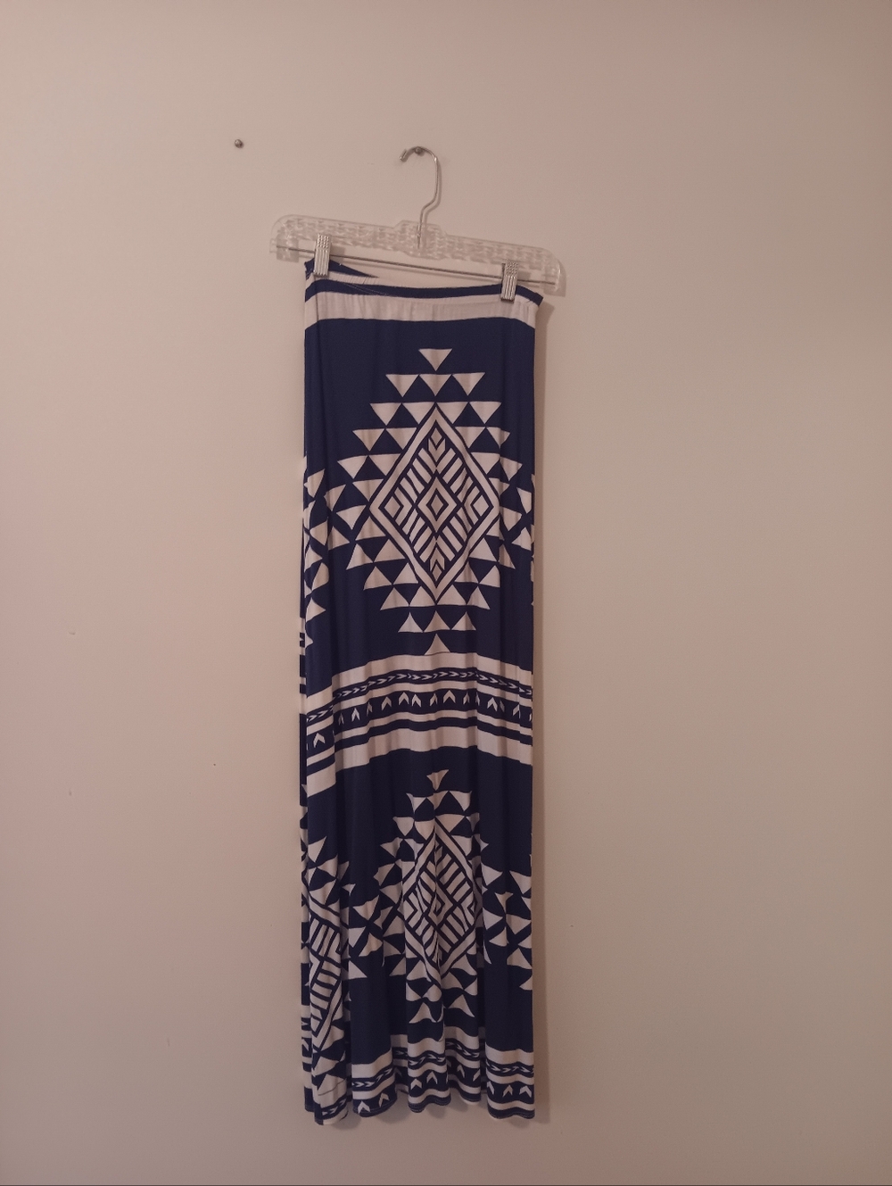 Fantastic Fawn BellanBlue Boho Blue White Geometric Design Maxi Skirt NWT Small - Picture 6 of 7